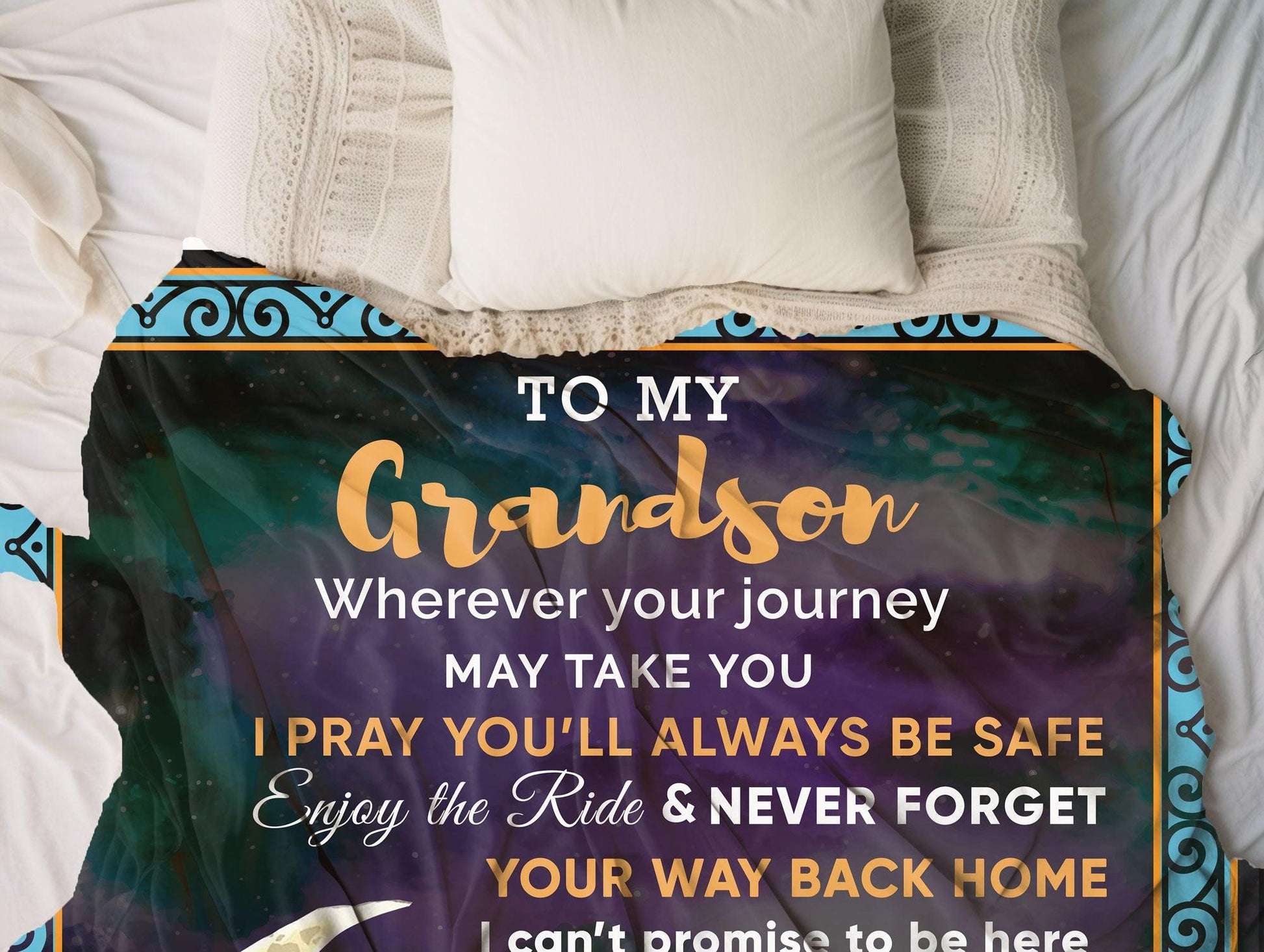 To My Grandson I Promise to Love You Custom Sherpa Fleece Blanket - Mallard Moon Gift Shop