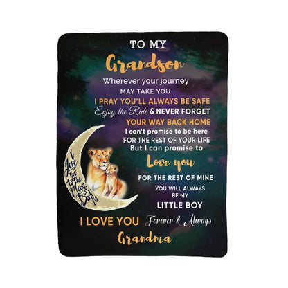 To My Grandson I Promise to Love You Custom Sherpa Fleece Blanket - Mallard Moon Gift Shop
