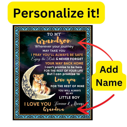 To My Grandson I Promise to Love You Custom Sherpa Fleece Blanket - Mallard Moon Gift Shop