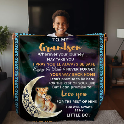 To My Grandson I Promise to Love You Custom Sherpa Fleece Blanket - Mallard Moon Gift Shop