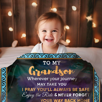 To My Grandson I Promise to Love You Custom Sherpa Fleece Blanket - Mallard Moon Gift Shop