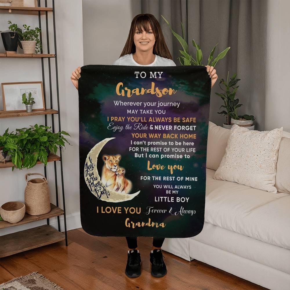 To My Grandson I Promise to Love You Custom Sherpa Fleece Blanket - Mallard Moon Gift Shop