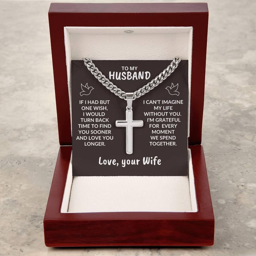 To My Husband I Can't Imagine My Life Without You Personalized Cross Necklace - Mallard Moon Gift Shop