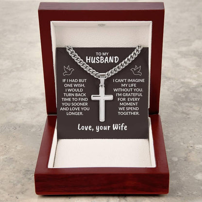 To My Husband I Can't Imagine My Life Without You Personalized Cross Necklace - Mallard Moon Gift Shop