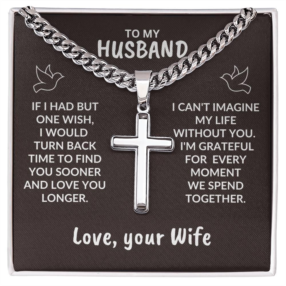 To My Husband I Can't Imagine My Life Without You Personalized Cross Necklace - Mallard Moon Gift Shop
