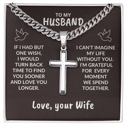 To My Husband I Can't Imagine My Life Without You Personalized Cross Necklace - Mallard Moon Gift Shop