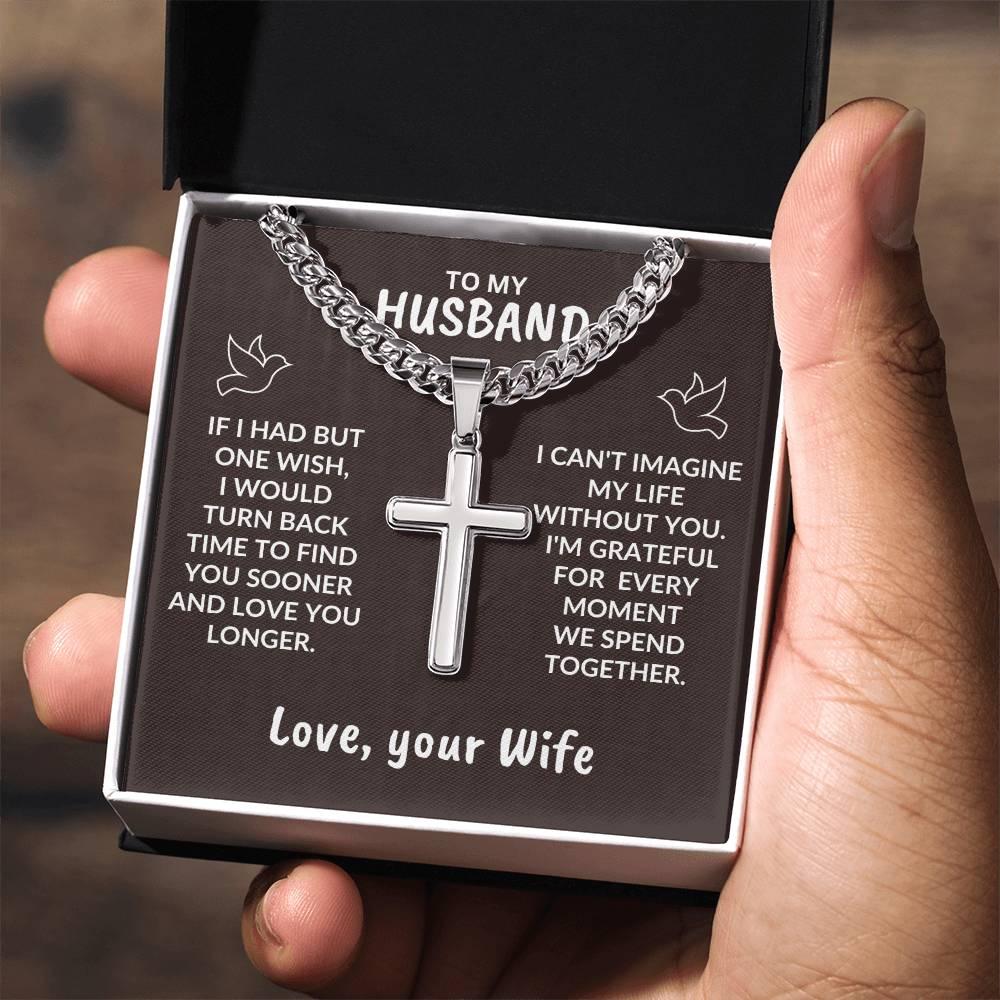 To My Husband I Can't Imagine My Life Without You Personalized Cross Necklace - Mallard Moon Gift Shop