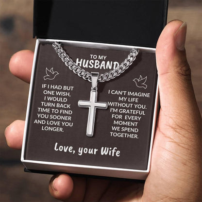 To My Husband I Can't Imagine My Life Without You Personalized Cross Necklace - Mallard Moon Gift Shop