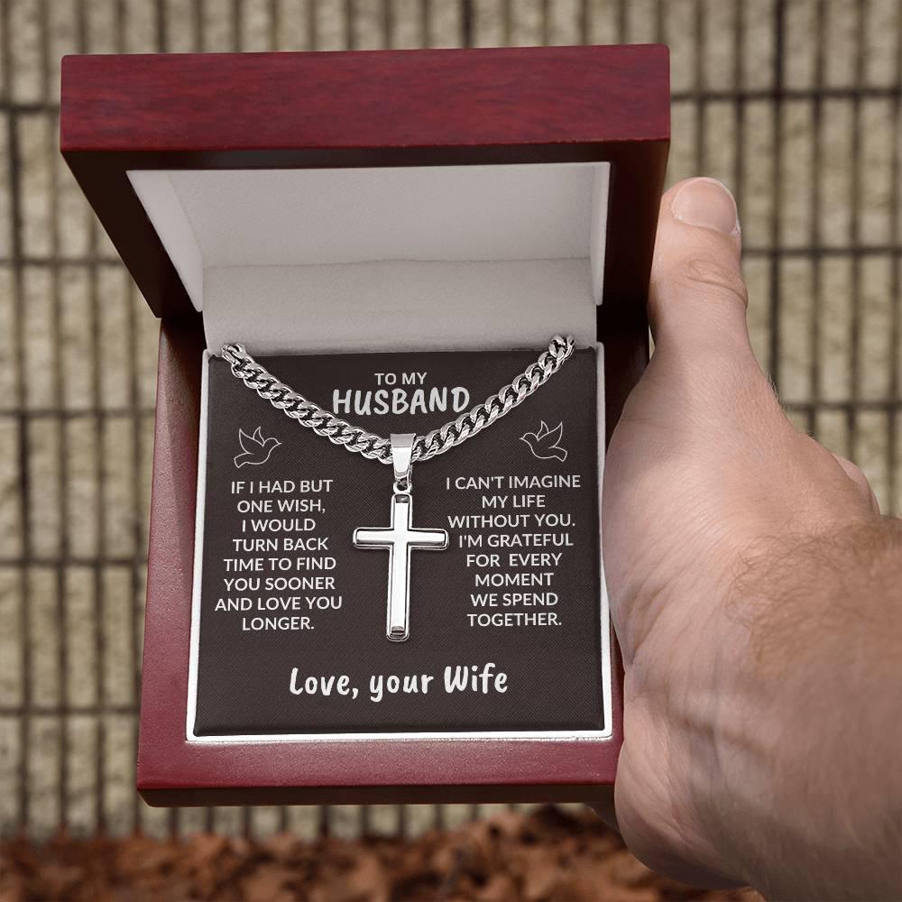To My Husband I Can't Imagine My Life Without You Personalized Cross Necklace - Mallard Moon Gift Shop
