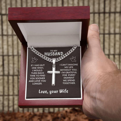 To My Husband I Can't Imagine My Life Without You Personalized Cross Necklace - Mallard Moon Gift Shop