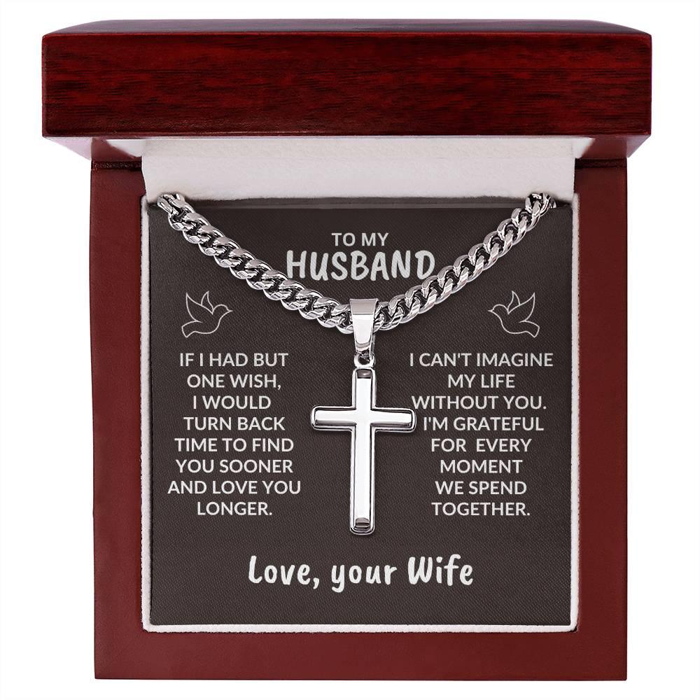 To My Husband I Can't Imagine My Life Without You Personalized Cross Necklace - Mallard Moon Gift Shop