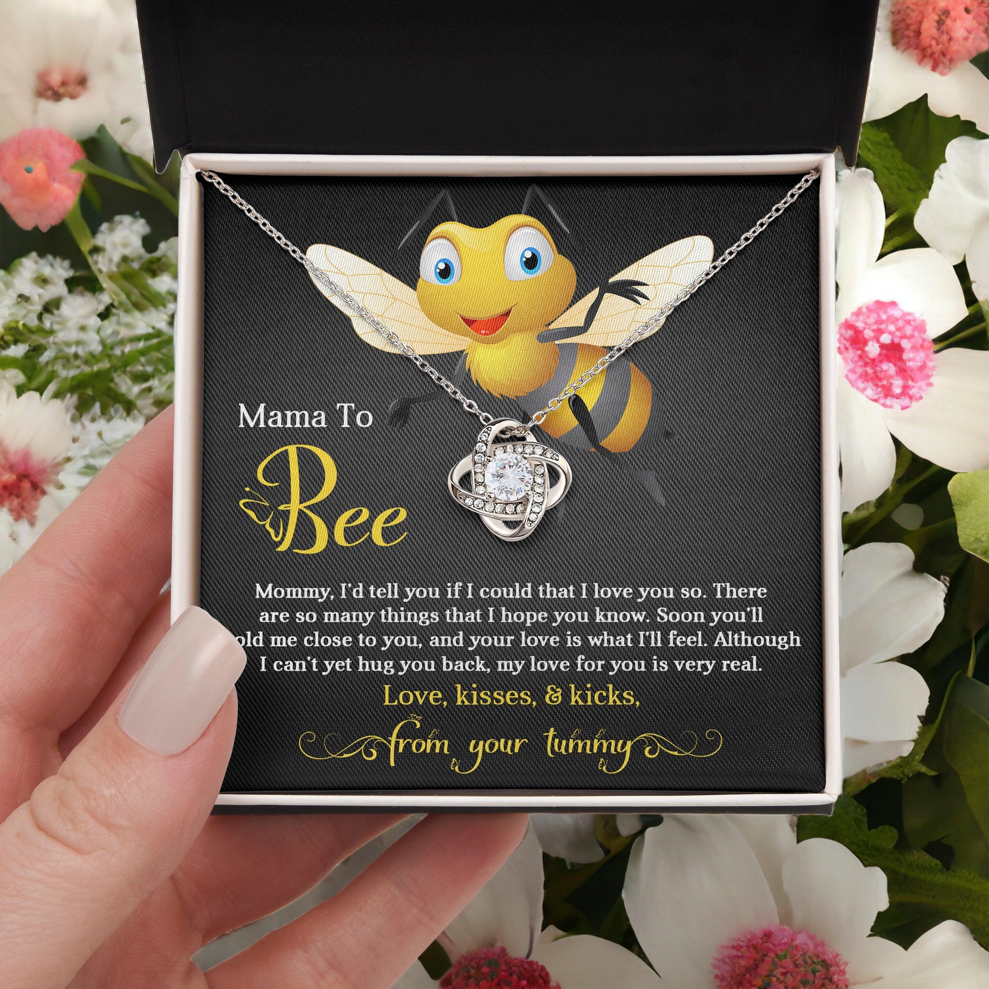 To My Mama to Bee - Soon You'll Hold Me Close- Love Knot Necklace - Mallard Moon Gift Shop