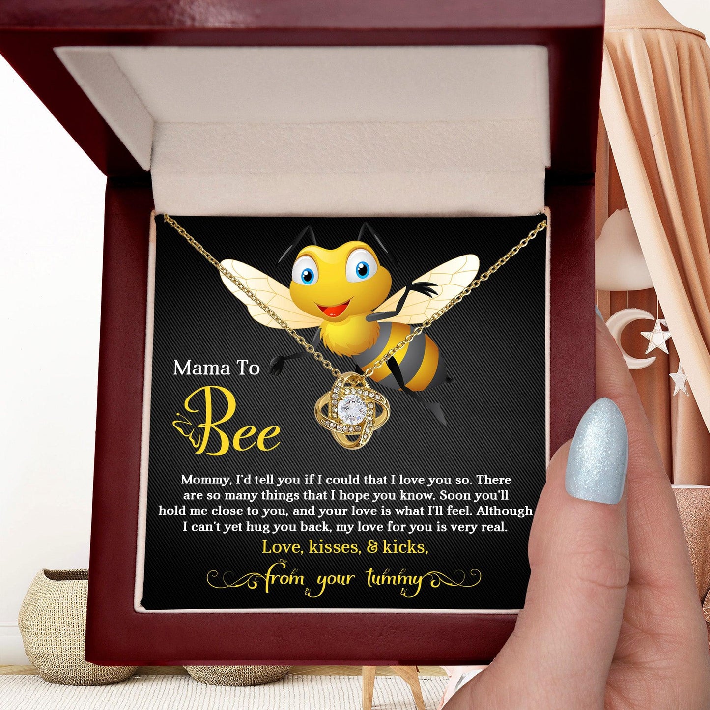 To My Mama to Bee - Soon You'll Hold Me Close- Love Knot Necklace - Mallard Moon Gift Shop