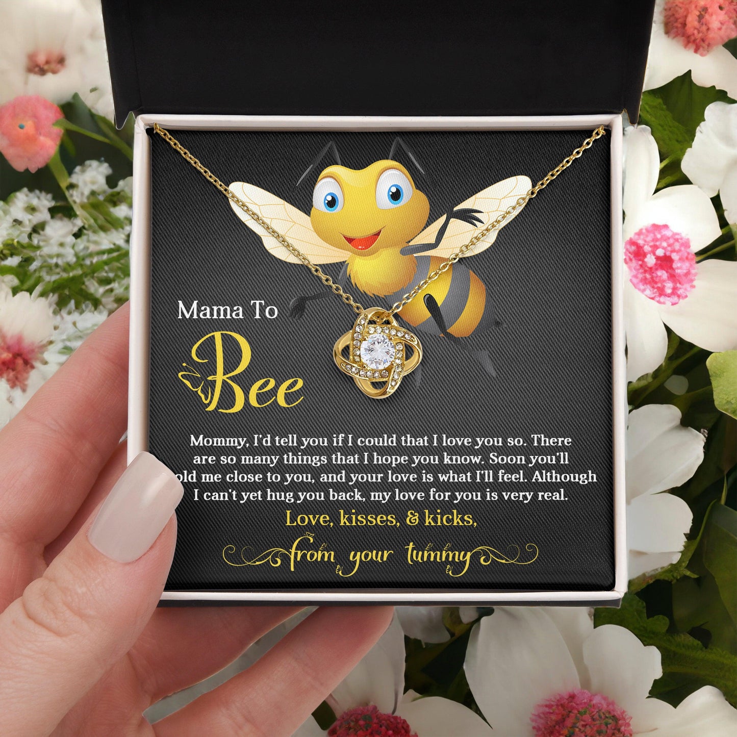 To My Mama to Bee - Soon You'll Hold Me Close- Love Knot Necklace - Mallard Moon Gift Shop