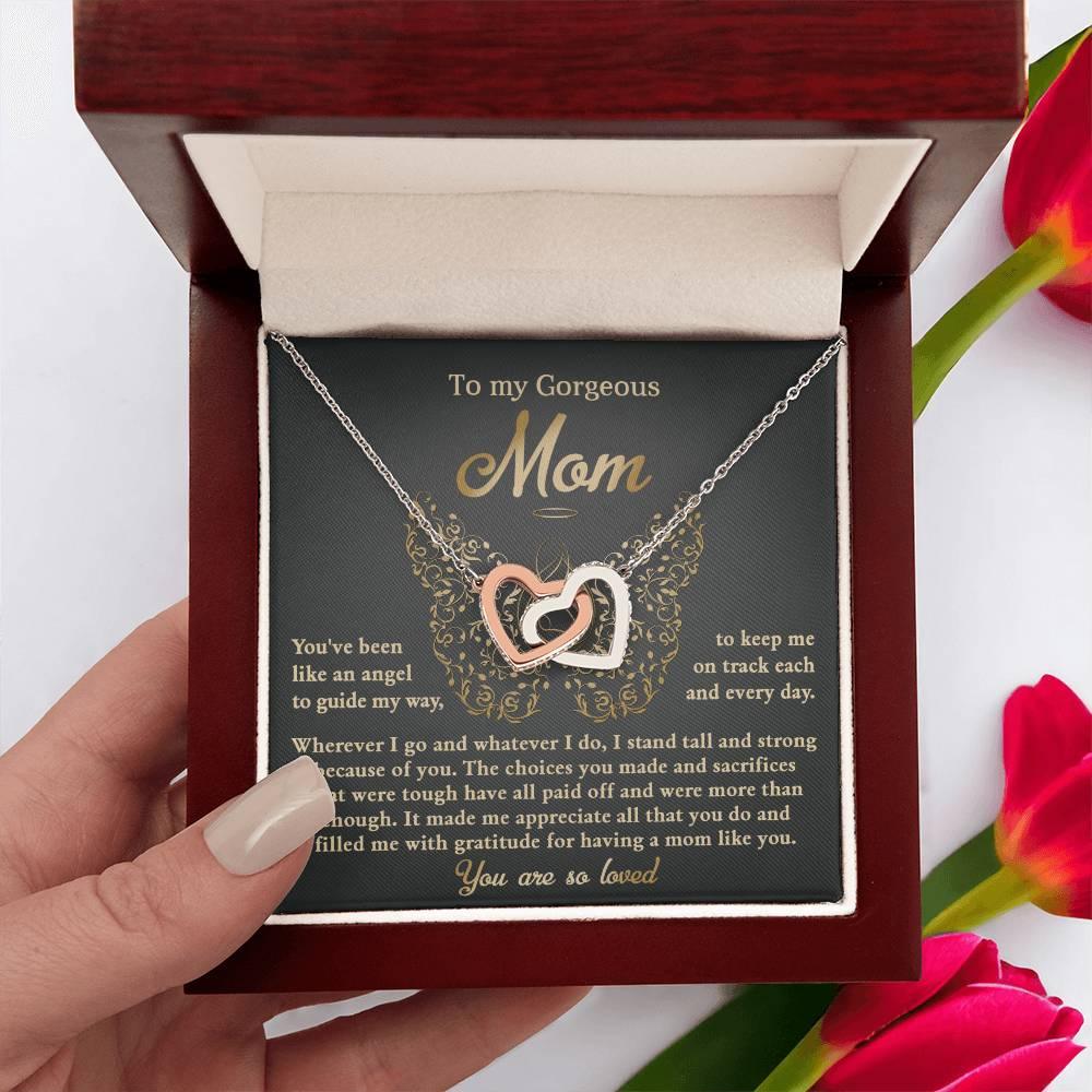 To My Mom You Are Like An Angel To Guide My Way Interlocking Hearts Necklace - Mallard Moon Gift Shop