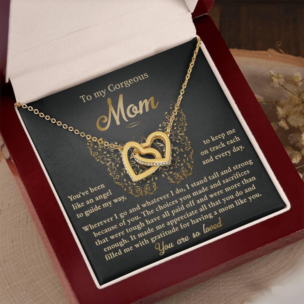 To My Mom You Are Like An Angel To Guide My Way Interlocking Hearts Necklace - Mallard Moon Gift Shop