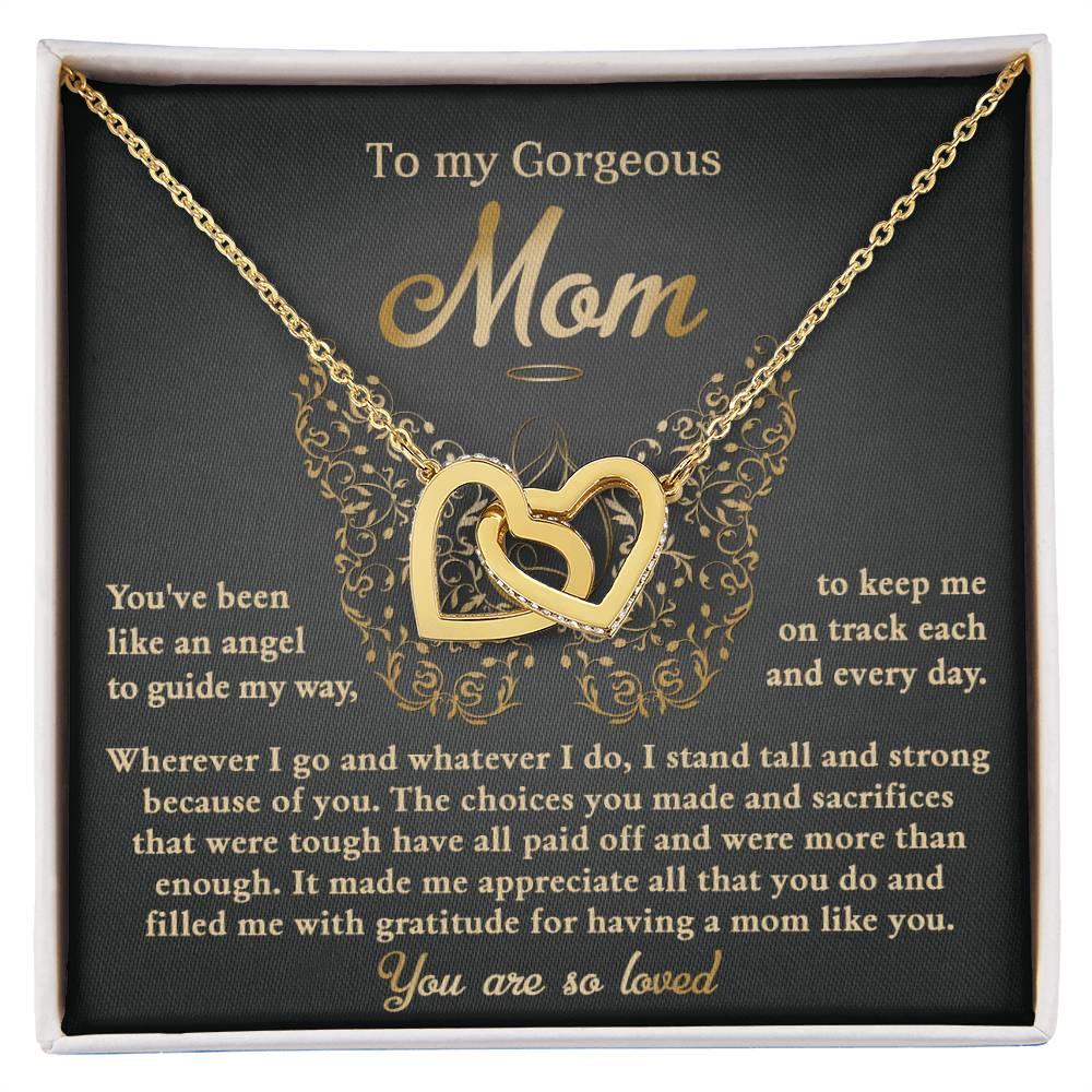 To My Mom You Are Like An Angel To Guide My Way Interlocking Hearts Necklace - Mallard Moon Gift Shop