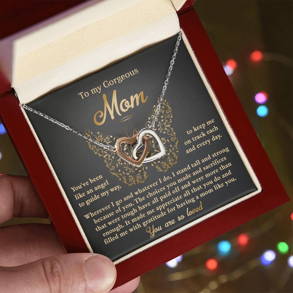To My Mom You Are Like An Angel To Guide My Way Interlocking Hearts Necklace - Mallard Moon Gift Shop
