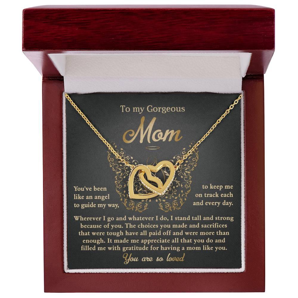 To My Mom You Are Like An Angel To Guide My Way Interlocking Hearts Necklace - Mallard Moon Gift Shop