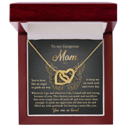 To My Mom You Are Like An Angel To Guide My Way Interlocking Hearts Necklace - Mallard Moon Gift Shop