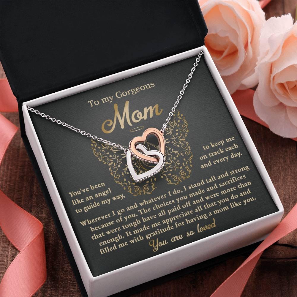 To My Mom You Are Like An Angel To Guide My Way Interlocking Hearts Necklace - Mallard Moon Gift Shop