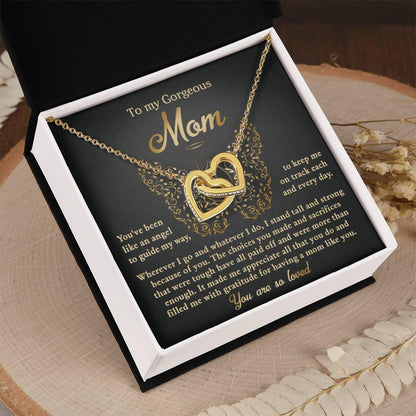 To My Mom You Are Like An Angel To Guide My Way Interlocking Hearts Necklace - Mallard Moon Gift Shop