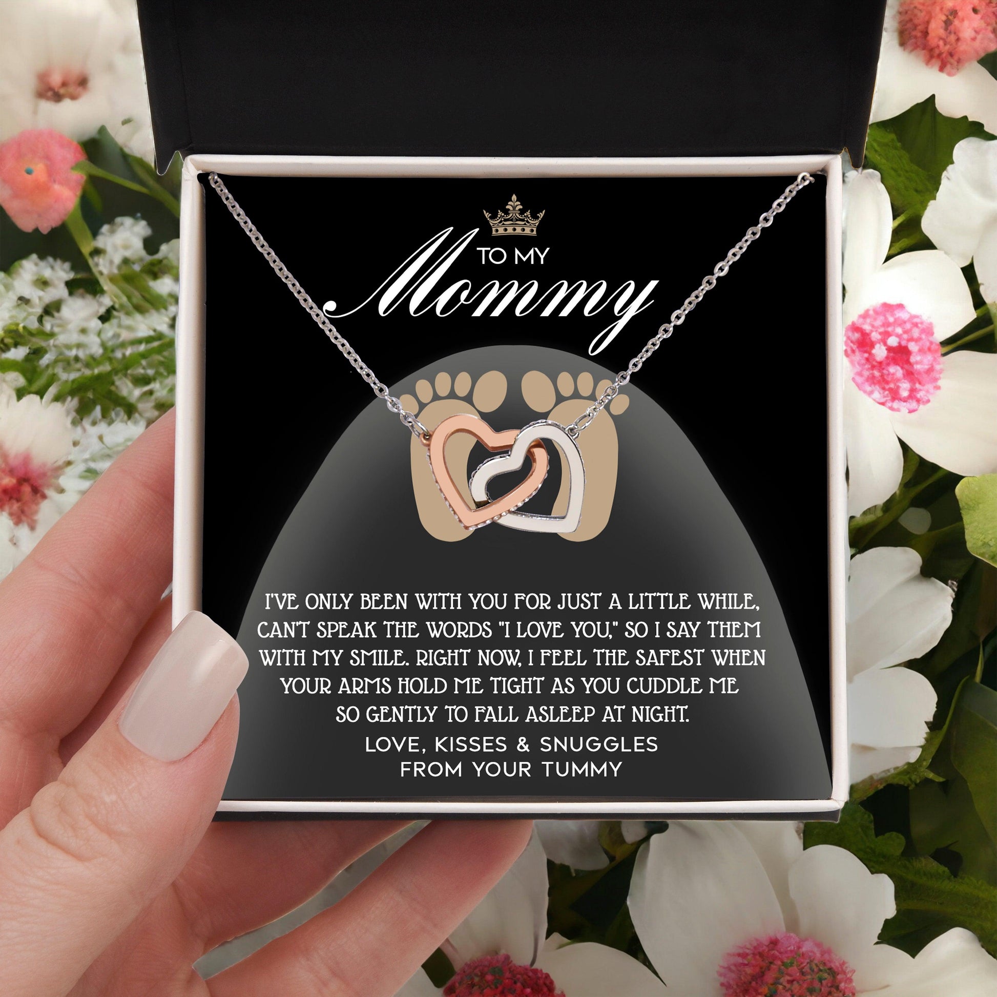 To my Mommy - I Say I Love You with my Smile Interlocking Hearts Necklace - Mallard Moon Gift Shop