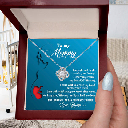 To My Mommy-to-Be Soon We Will Be Nose to Nose - Love Knot Necklace - Mallard Moon Gift Shop