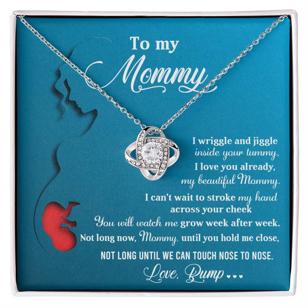 To My Mommy-to-Be Soon We Will Be Nose to Nose - Love Knot Necklace - Mallard Moon Gift Shop