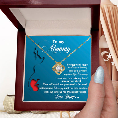 To My Mommy-to-Be Soon We Will Be Nose to Nose - Love Knot Necklace - Mallard Moon Gift Shop