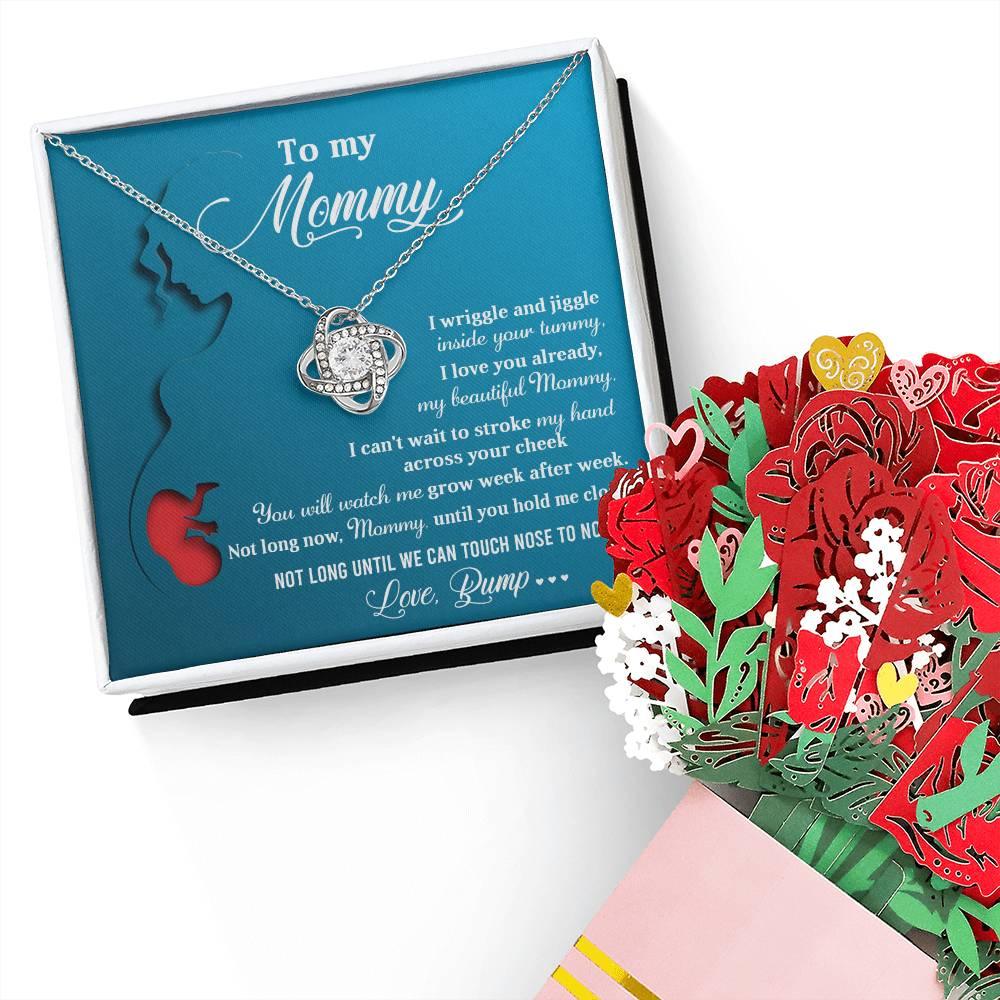To My Mommy-to-Be Soon We Will Be Nose to Nose - Love Knot Necklace - Mallard Moon Gift Shop