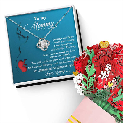 To My Mommy-to-Be Soon We Will Be Nose to Nose - Love Knot Necklace - Mallard Moon Gift Shop