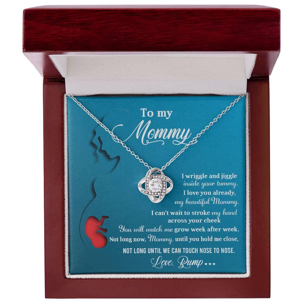 To My Mommy-to-Be Soon We Will Be Nose to Nose - Love Knot Necklace - Mallard Moon Gift Shop