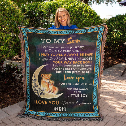 To My Son - Wherever your Journey May Take You, Enjoy the Ride Heirloom Woven Blanket - Mallard Moon Gift Shop