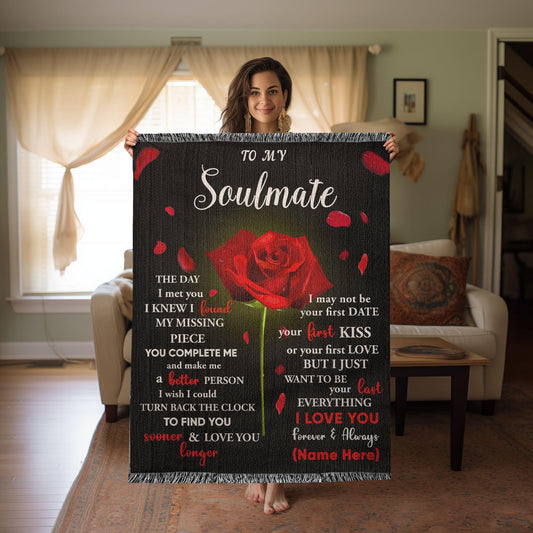 To My Soulmate - The Day I Met You I Found My Missing Piece Heirloom Woven Blanket - Mallard Moon Gift Shop