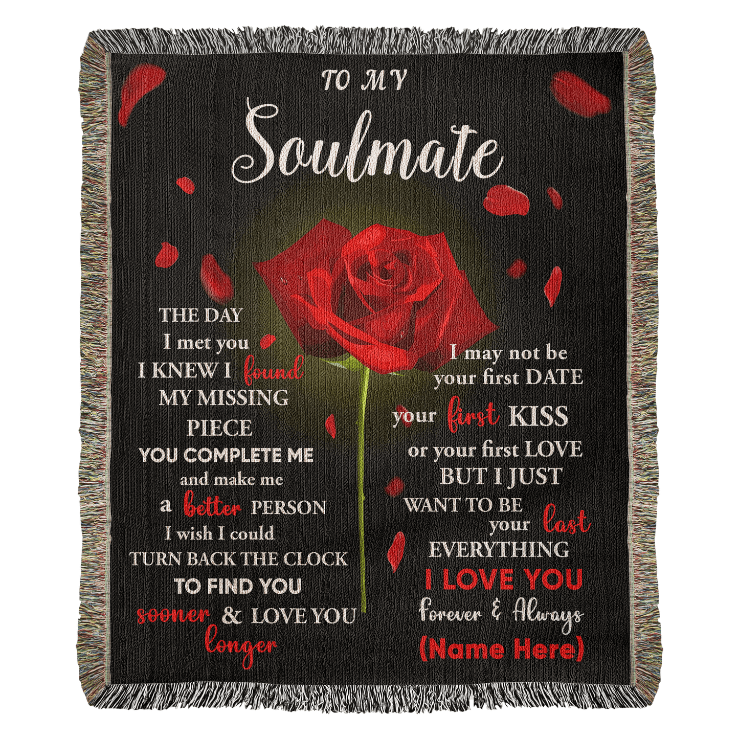 To My Soulmate - The Day I Met You I Found My Missing Piece Heirloom Woven Blanket - Mallard Moon Gift Shop