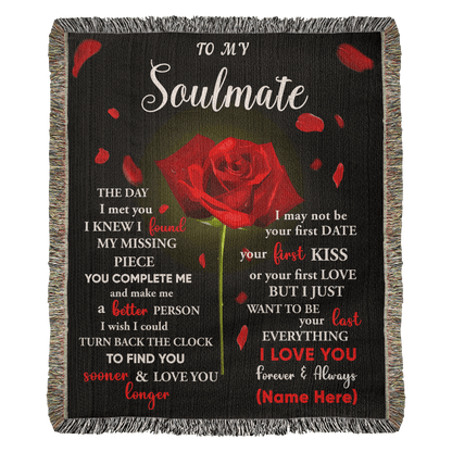 To My Soulmate - The Day I Met You I Found My Missing Piece Heirloom Woven Blanket - Mallard Moon Gift Shop