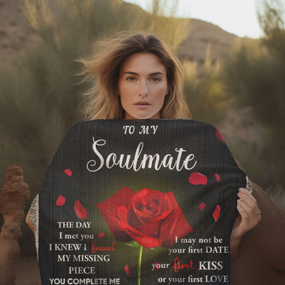 To My Soulmate - The Day I Met You I Found My Missing Piece Heirloom Woven Blanket - Mallard Moon Gift Shop