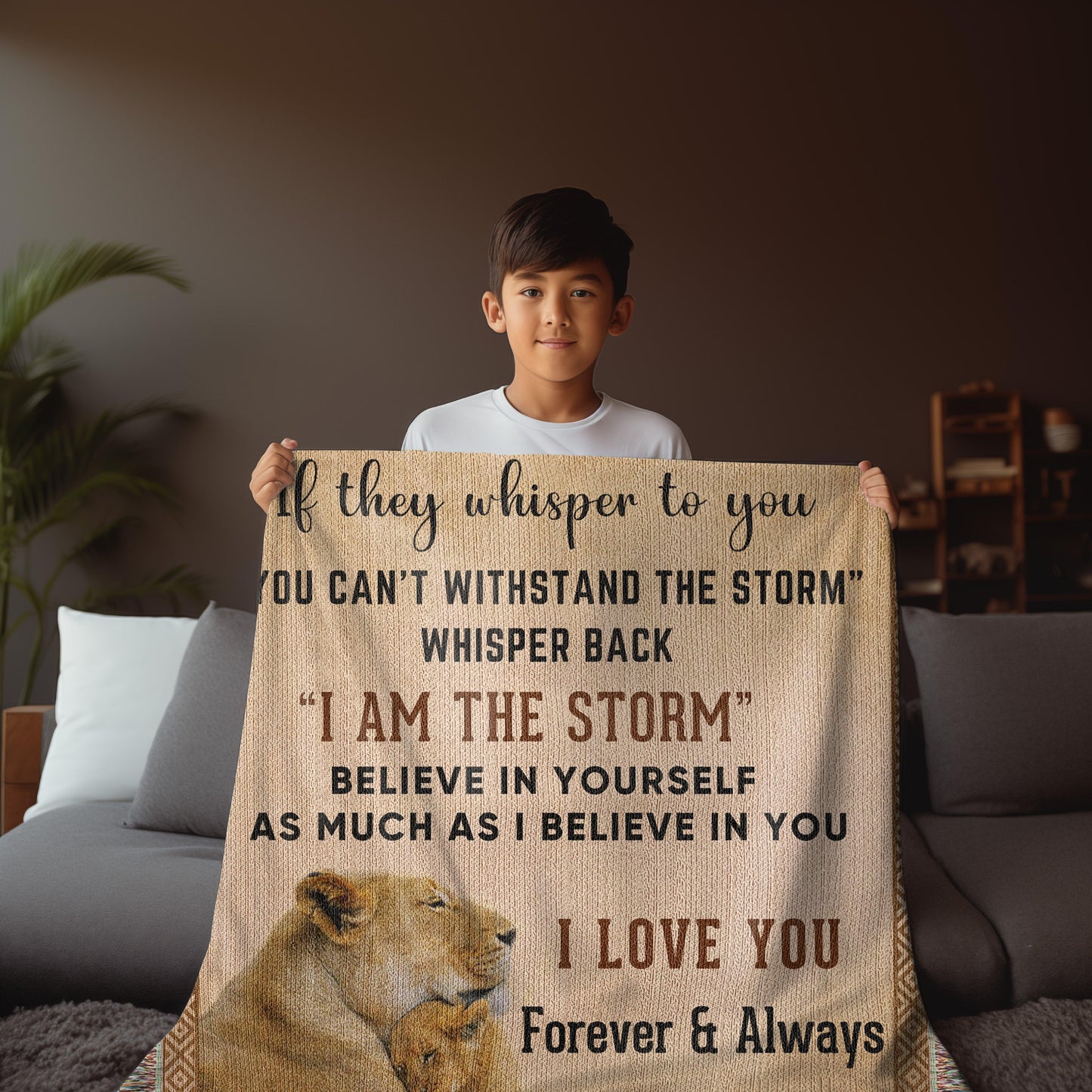 To My Stepson, Whisper Back, I am the Storm Heirloom Keepsake Woven Blanket - Mallard Moon Gift Shop