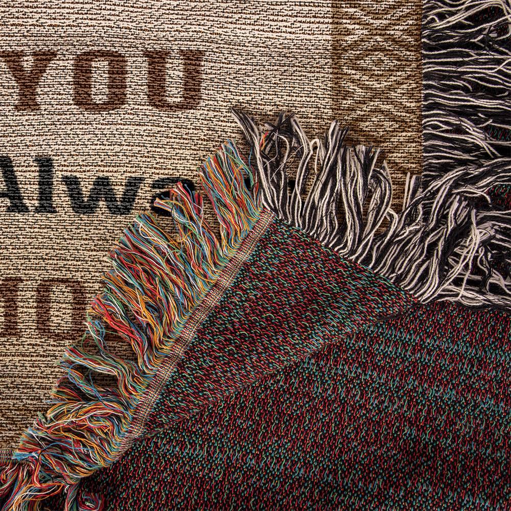 To My Stepson, Whisper Back, I am the Storm Heirloom Keepsake Woven Blanket - Mallard Moon Gift Shop