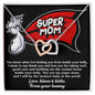 To My Super Mom To Be Kisses and Kicks from your Tummy Interlocking Hearts Necklace - Mallard Moon Gift Shop