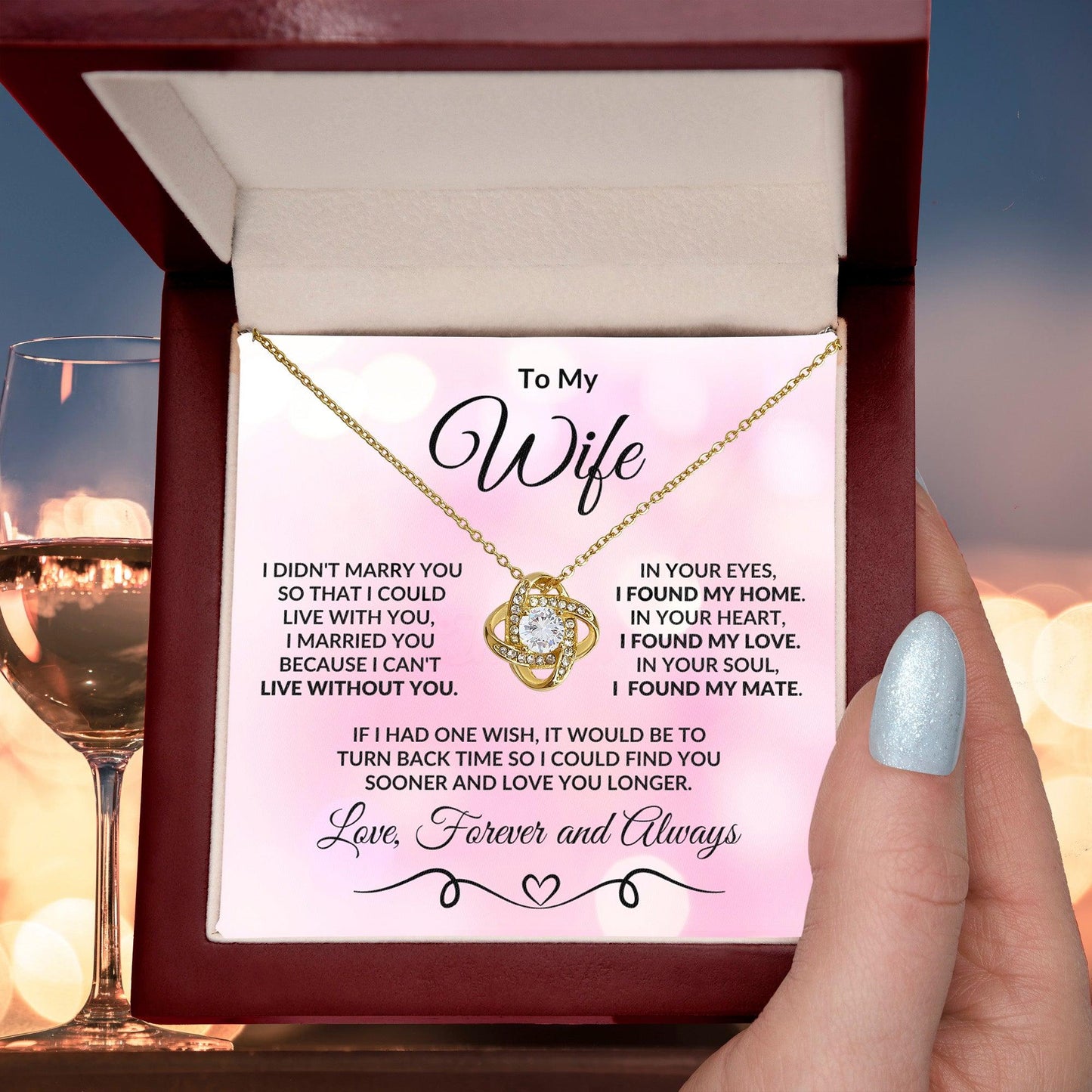 To My Wife I Found my Love Romantic Love Knot Necklace - Mallard Moon Gift Shop