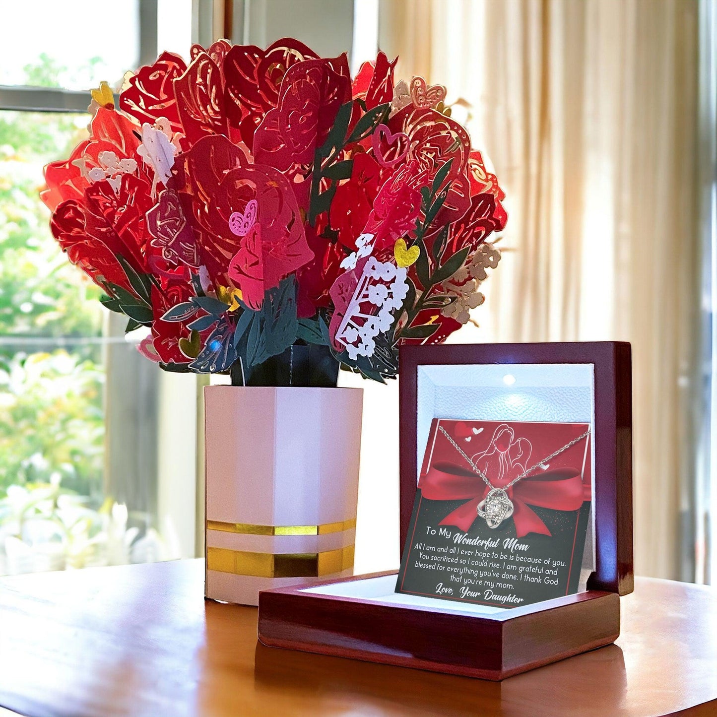 To My Wonderful Mom I am Blessed and Grateful - Love Knot Necklace - Mallard Moon Gift Shop