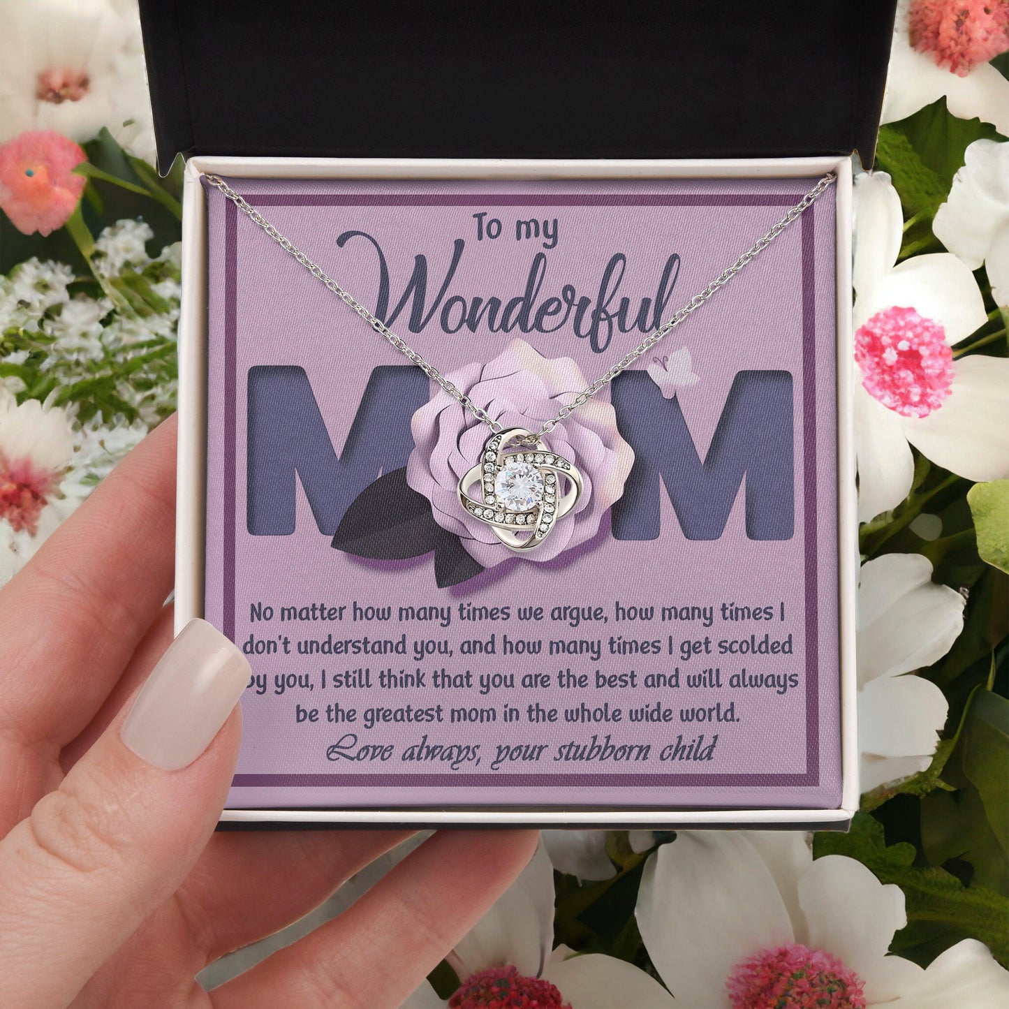 To My Wonderful Mom-Love Your Stubborn Child Knot Pendant Necklace - Mallard Moon Gift Shop