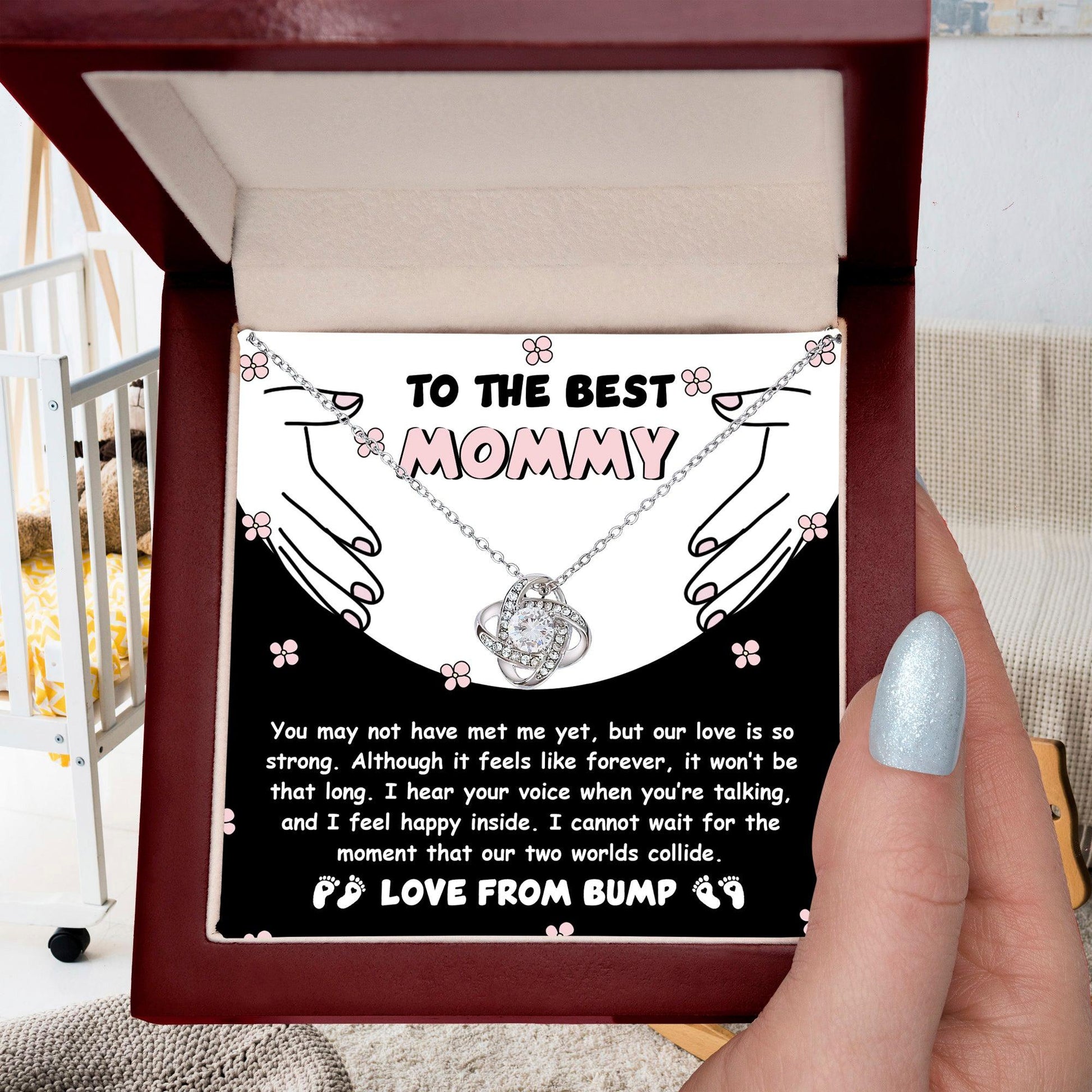 To the Best Mommy To Be Our Love Is Strong - Love Knot Necklace - Mallard Moon Gift Shop