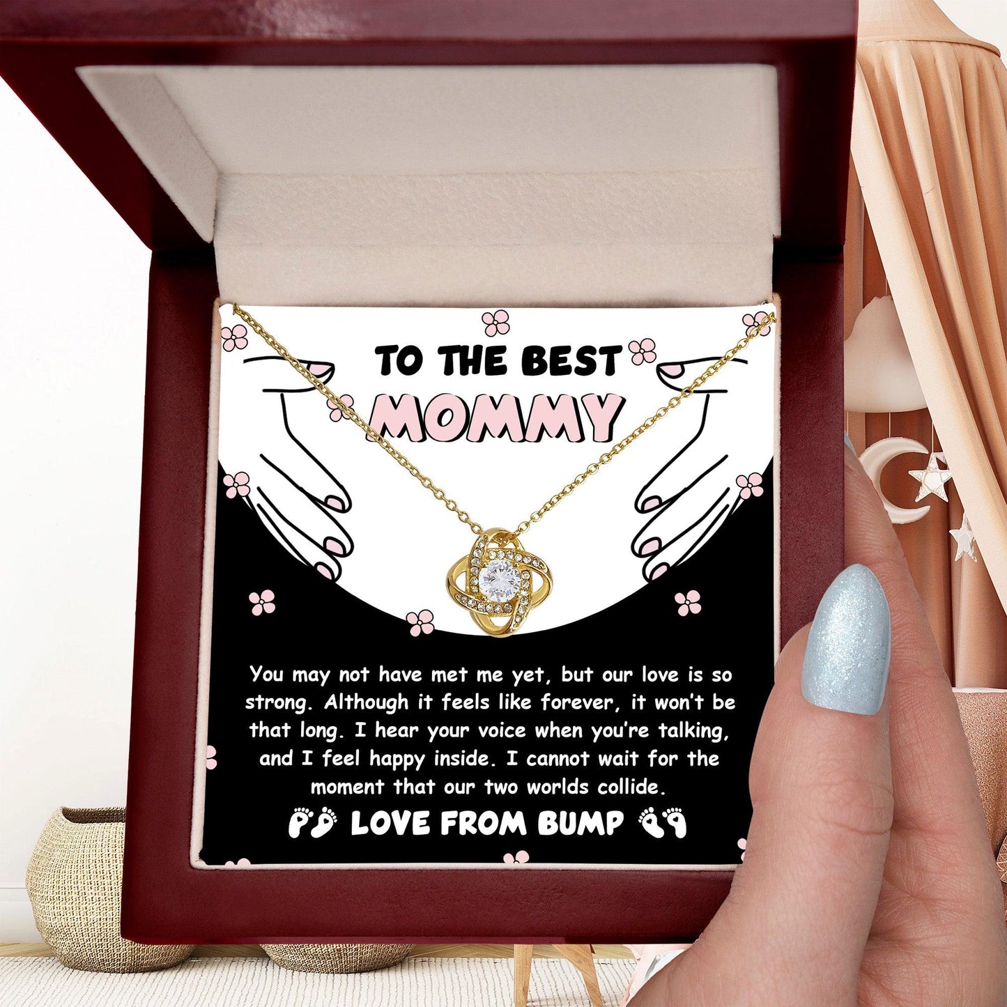 To the Best Mommy To Be Our Love Is Strong - Love Knot Necklace - Mallard Moon Gift Shop