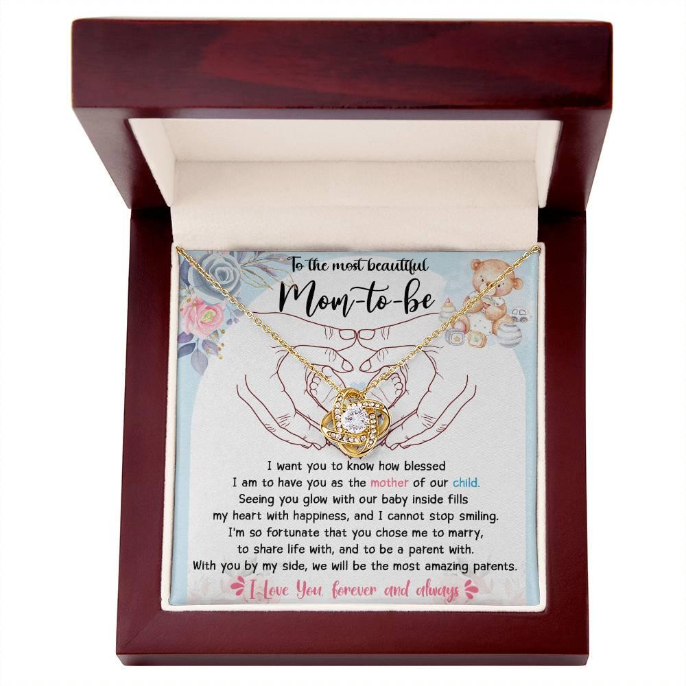 To the Most Beautiful Mom to Be I Am Blessed To Have You as the Mother of Our Child - Love Knot Necklace - Mallard Moon Gift Shop