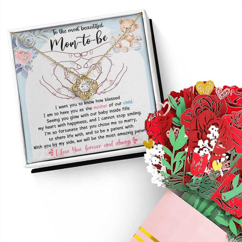 To the Most Beautiful Mom to Be I Am Blessed To Have You as the Mother of Our Child - Love Knot Necklace - Mallard Moon Gift Shop