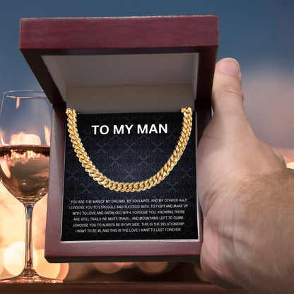 To My Man - My Soulmate - Personalized Cuban Chain Link Necklace - Mallard Moon Gift Shop