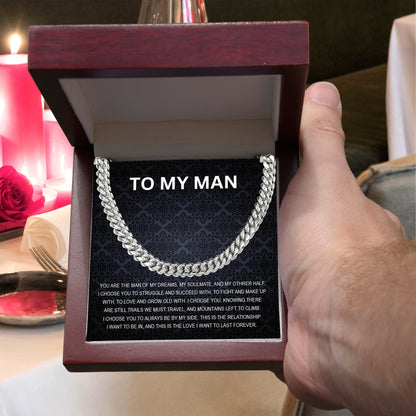 To My Man - My Soulmate - Personalized Cuban Chain Link Necklace - Mallard Moon Gift Shop